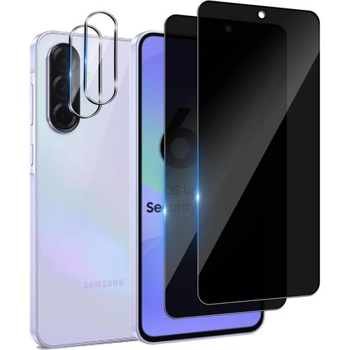 CAUC-Verre Trempé Anti-Espion pour Samsung Galaxy A36 5G/A56 5G, 2 Pièces Privacy Protection écran et 2 Pièces Caméra Arrière Protecteur, 9H Dureté Résistant Privacy Film de Protection écran