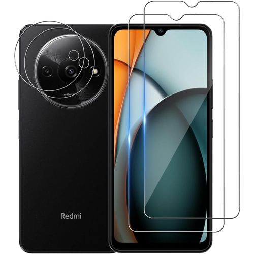 TRAHOO-Verre Trempé pour Xiaomi Redmi A3, 2 Pièces Film Protection écran et 2 Pièces Caméra Arrière Protecteur, sans Bulles,Double Protection
