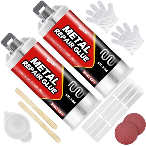 Loc-Colle Époxy Métal-Bi-Composant-100Ml Colle Metal Extra Forte Pour Souder Et Réparer Les Métaux,L'Aluminium,L'Acier Inoxydable,Les Plastiques,Les Céramiques,Colle Haute Température Et Étanche