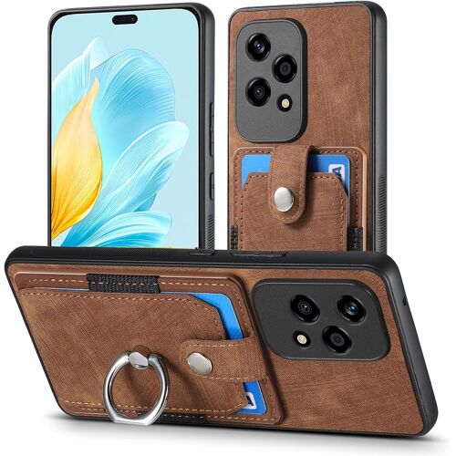 KAL-Coque Pour Honor 200 Lite 5G, Étui Porte-Cartes Ultra Mince, Housse De Téléphone En Tpu, Coque Multifonction Avec Porte-Cartes Et Support D'Anneau. Marron