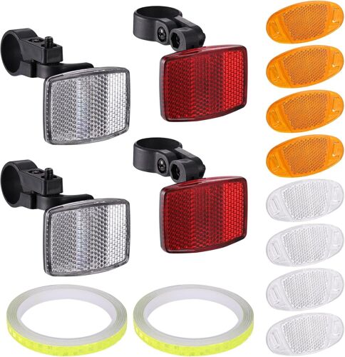 14pcs Réflecteurs Pour Vélo, Réflecteurs Avant/Arrière Pour Vélo, Réflecteurs Pour Vélo Hautement Réfléchissants, Accessoires Universels Pour Vélo De Montagne, Vélo D'enfant (Blanc, Rouge, Orange)