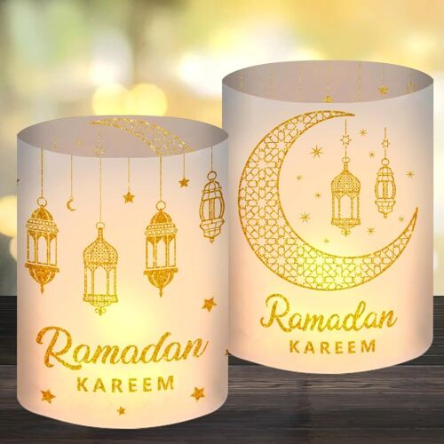 KALANKA-12 Lanternes de Décoration de Table Ramadan, Décoration de Table Ramadan Kareem Doré, Ramadan Islam Lanternes de Lune étoile Mubarak Décoration de Table pour Les Célébrations de L'aïd Ramadan
