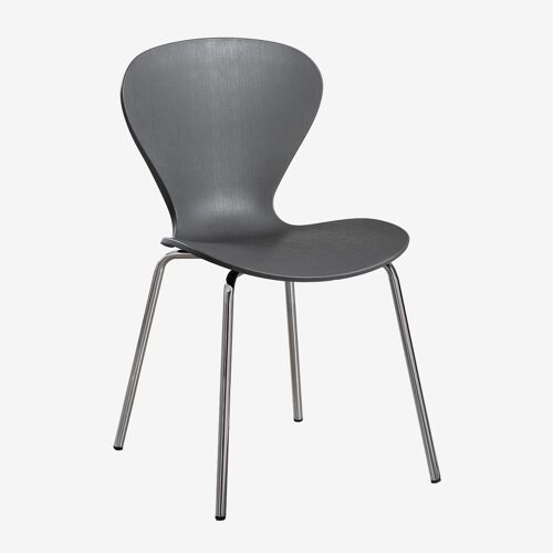 Lot de 2 chaises de salle à manger empilables Gris Foncé Gris Chromé