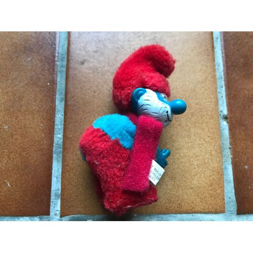 Figurine Personnage Peluche Pince Grand Schtroumpf - Peyo - Telecip - A2 - 1983 - 9x5 Cm
