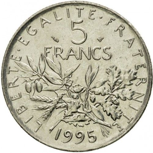 Pièce De Monnaie Française De Collection De 5 Francs Type Semeuse De Roty , Année 1995