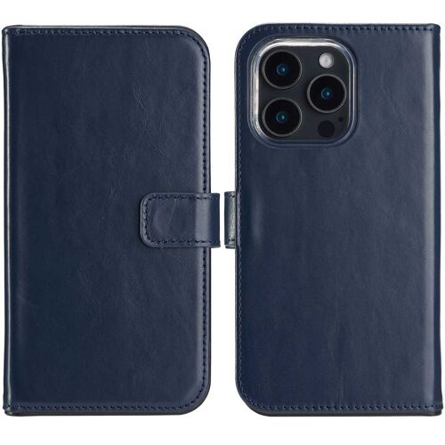 Selencia Étui de téléphone portefeuille en cuir véritable iPhone 16 Pro Max Bleu