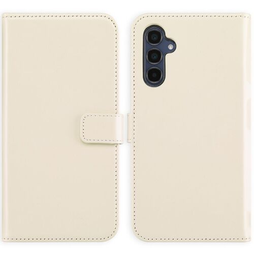 Selencia Étui de téléphone portefeuille en cuir véritable Samsung Galaxy A34 (5G) Greige