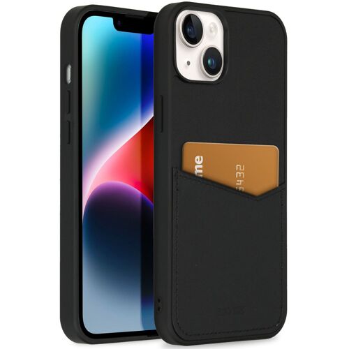 Accezz Coque en cuir de qualité supérieure avec fentes pour cartes iPhone 14 Plus Noir