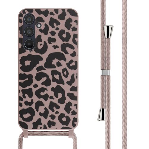 iMoshion Coque design en silicone avec cordon Samsung Galaxy A55 Animal Pink