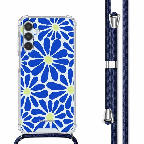 imoshion Coque Design avec cordon Samsung Galaxy A15 (5G/4G) Cobalt Blue Flowers Connect