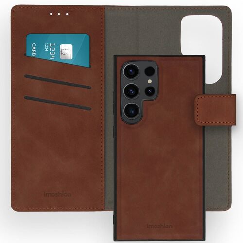 Imoshion Etui De Téléphone De Type Portefeuille De Luxe 2-En-1 Amovible Samsung Galaxy S24 Ultra Brun