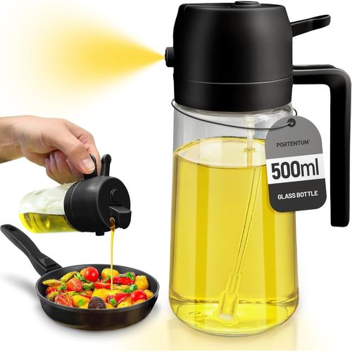 Eryi-500 Ml Spray Huile Cuisine 2 En 1 Foncé Anti-Lumière De Cuisson - Vaporisateur Huile Avec Flacon De Qualité Alimentaire - Pulvérisateur D'huile En Verre Pour La Cuisine (Noir)