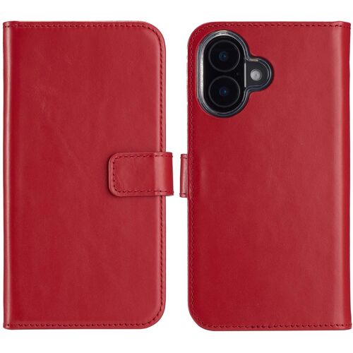 Selencia Étui de téléphone portefeuille en cuir véritable iPhone 16 Plus Rouge