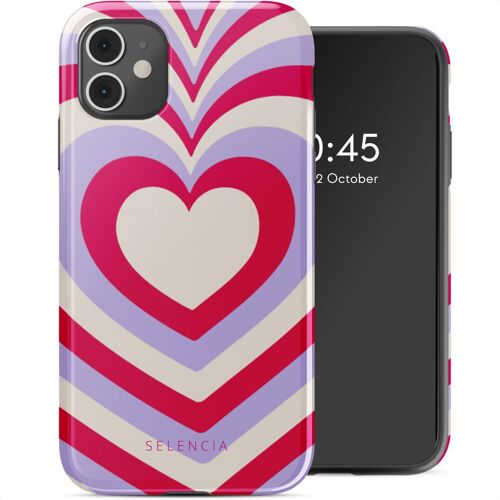 Selencia Coque arrière Vivid iPhone 11 Double Hearts Rubine Red Lilac