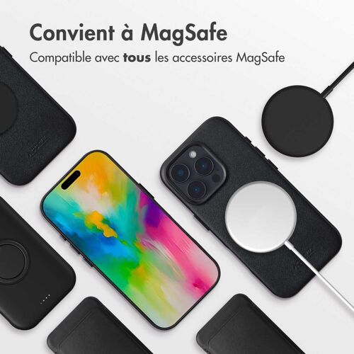 Accezz Coque arrière en cuir avec MagSafe iPhone 16 Pro Max Onyx Black