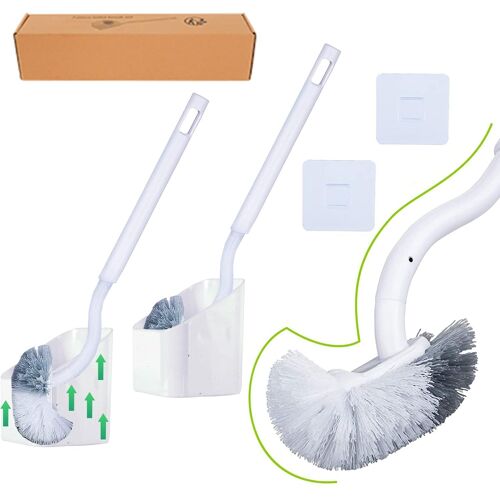 2pack Brosse Toilette Et Supportbrosse Wc Salle De Bain Et Wc À Manche Long Plastiquebalayette Wc Avec Des Poils Solides Pour Le Ménage Des Toilettesnettoyage En Profondeur