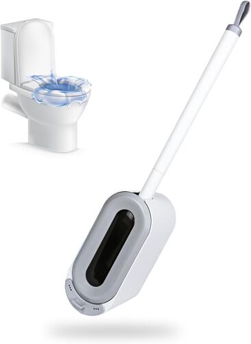 1 Set Toilette Murale avec Support, Balai Toilette WC,Toilettes pour Salle de Bain,WC,Facile à Installer et Pratique (Gris Clair)