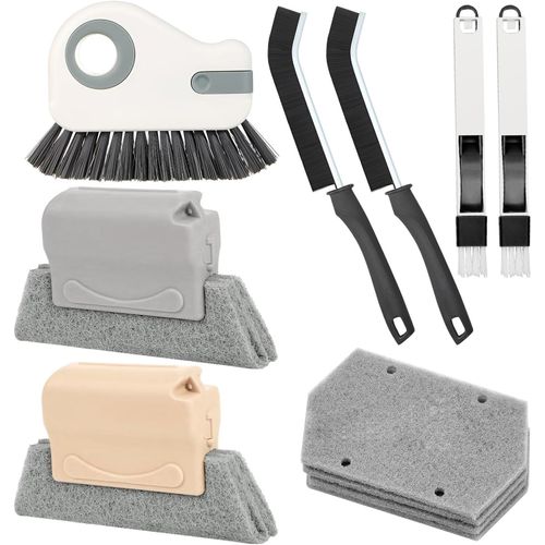Lot de 7 Brosses pour Interstices et 3 Cotons de Rechange,Brosses de Nettoyages Idéal pour La Salle de Bain,Souple,Les Toilettes,La Cuisine,Ou n'importe Quelle Rainure de Fenêtre