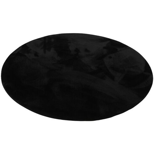 Pergamon Tapis En Fourrure Super Doux Pearl Rond Noir 120x120 Cm