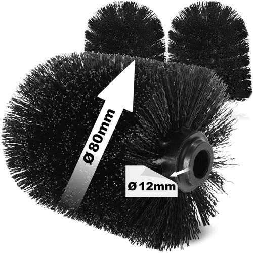 3X têtes de Brosse de Rechange pour brosses de Toilette - brosses de Rechange en Noir pour brosses de Toilette - têtes de Brosse de Rechange (3 pièces - tête de Brosse 80mm)