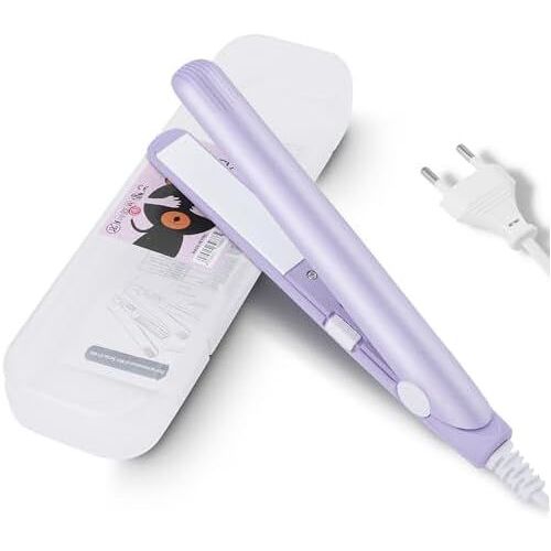 Mini Fer À Lisser Pour Cheveux Courts, 2 En 1 Mini Fer À Lisser Voyage Beauté Chauffage Plat Bigoudi Rose Eu Plug L Plaque De Tourmaline En Céramique (Violet)[Fer9230578]