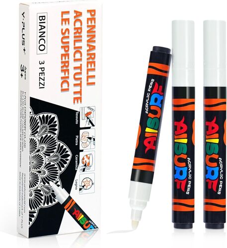 Lot De 3 Grands Marqueurs De Peinture Acrylique De Grande Capacité, Pour Loisirs Créatifs Sur Verre, Roche, Bois, ?uf, Pierre, Métal