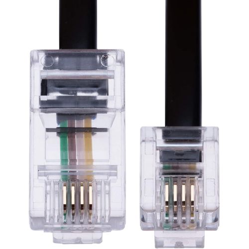 CLOUDDS-Câble Rj11 Vers Rj45 De 10 M Pour Modem Ethernet,Données,Téléphone,Câble De Raccordement Asdl,Connecteur Internet Bt Haut Débit 6P4C Vers 8P8C Plat Compatible Avec Modem,Routeur (Noir)