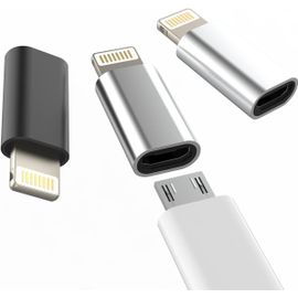 Lot De 3 Adaptateurs Micro Usb Vers Lightning Pour Chargement Rapide Et Transmission De Données Câble Micro Usb Femelle Vers Connecteur Lightning Mâle Pour Apple Iphone 14 13 Pro M[CAB9165078]