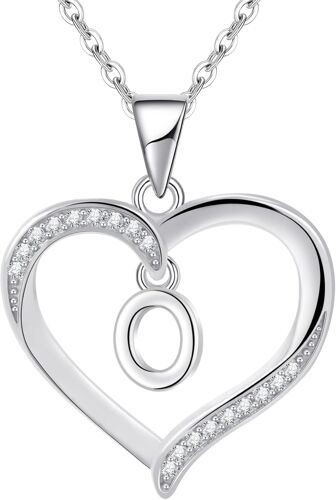 Kal-Pour Femme En Argent Lettre Initiale A-Z Coeur Collier Personnalisé Prénom Initial Collier Bijoux Femme Argent Cadeau Pour Anniversaire Fête Des Mères Saint Valentin