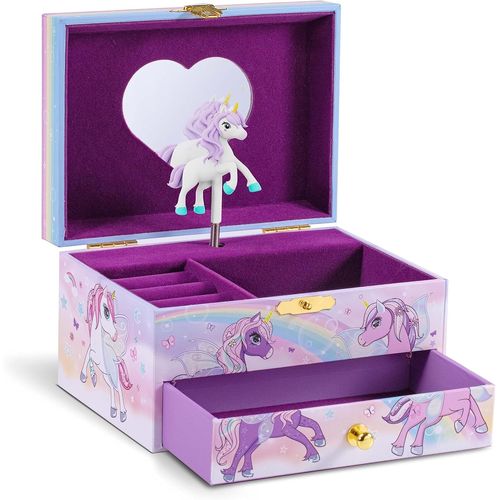 TIANYI-UNICORN - Boîte à Bijoux musicale Fille avec Figurine Licorne et nombreux rangements, Boîte à musique Licorne