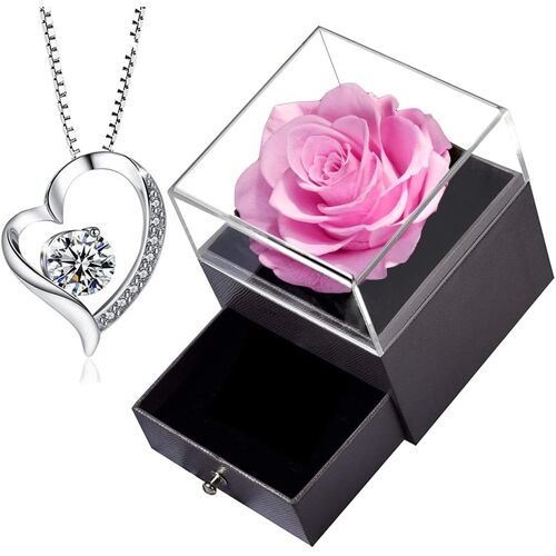 Rose eternelle,Femme boîte de Roses,Rose Conservée,Rose Stabilisée Rouge,Cadeau pour Elle la Noël,La Saint-Valentin,Fête des mères,Anniversaire