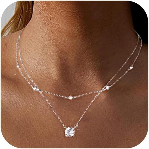 Women's Silver Necklaces, Pendant Necklace For Women, Double Necklace Women's Necklace, Adjustable Length Women's Necklace, Gift For Birthday, Christmas, Mother's Day, Valentine's Day