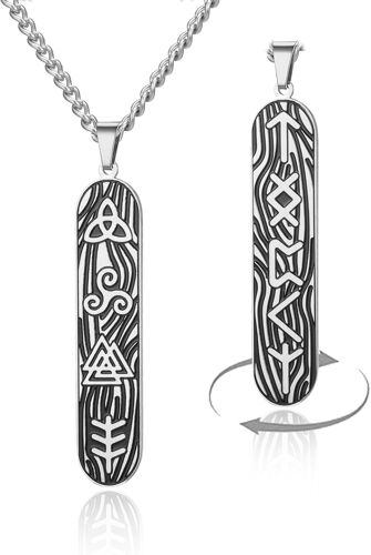 Viking Necklace For Men Women Stainless Steel Nordic Runes Pendant Triquetra Triskel Valknut Vintage Amulet Gift