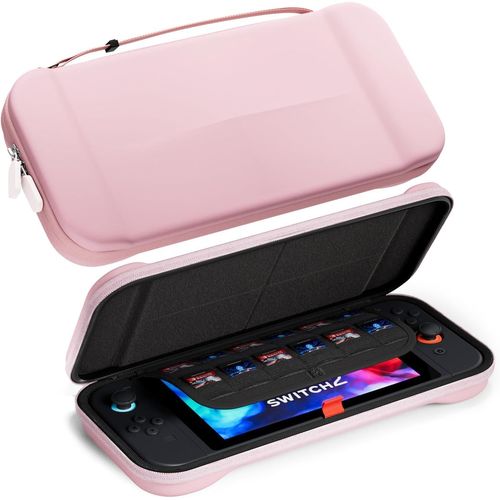 Hljhj-Pochette Transport Léger Pour Nintendo Switch 2 Avec 12 Emplacements Pour Cartes De Jeu, Housse Étui De Protection Pour Console Joy-Con Et Accessoires -Rose