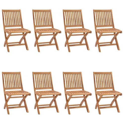 Prolenta Premium - Chaises Pliables De Jardin Lot De 8 Bois De Teck Solide