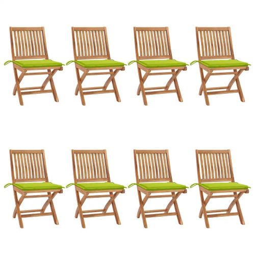 Prolenta Premium - Chaises Pliables De Jardin Avec Coussins Lot De 8 Teck Solide