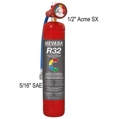 Bouteille gaz R32 + manomètre + flexible recharge clim