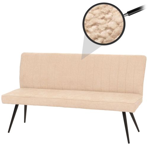Banquette Hwc-K16, Banquette De Salle À Manger Banquette Rembourrée, Dossier Tissu/Textile Chenille Métal 160cm   Crème-Beige