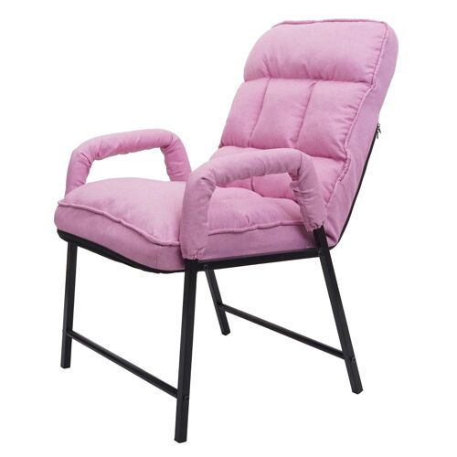 Chaise de salle à manger HWC-K40, capacité de charge 160kg dossier réglable métal   tissu/textile rose