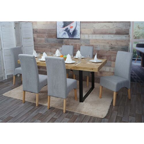Lot de 6 chaises de salle à manger Latina, chaise de cuisine, tissu/textile   gris clair, pieds clairs