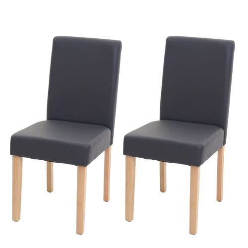 2x chaise de salle à manger chaise de cuisine Littau   simili cuir, gris mat, pieds clairs