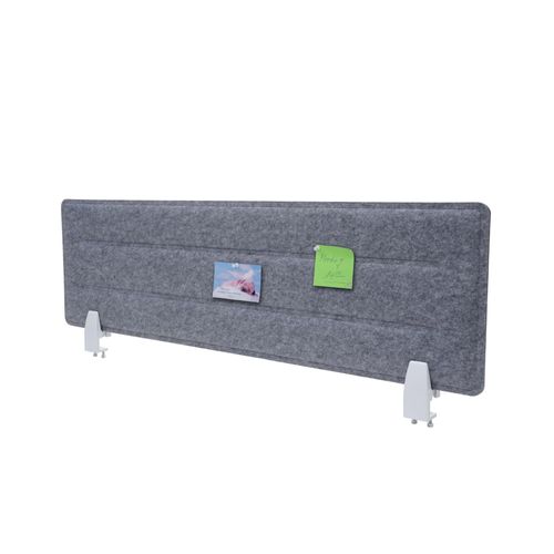 Cloison De Table Hwc-G76, Panneau D'affichage, Avec Clips, Tissu / Textile Avec Gaufrage   100x30cm Gris