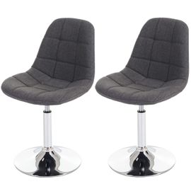 2x Chaise De Salle À Manger Cascina, Fauteuil Pitovante, Chrome   Tissu Gris Clair
