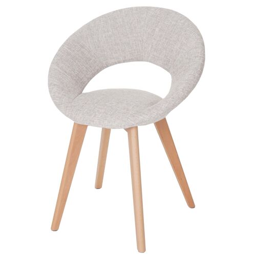Chaise de salle à manger Palermo III, fauteuil, design rétro des années 50   tissu, crème/gris