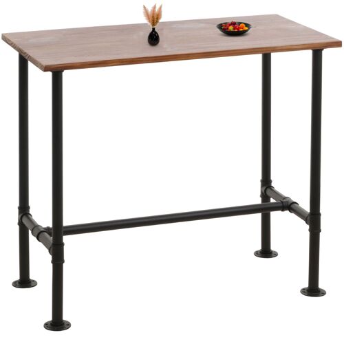 Table de bar HWC-N21, table de bar, table de bistrot, repose-pieds en métal industriel pin massif 108x120x61cm   brun