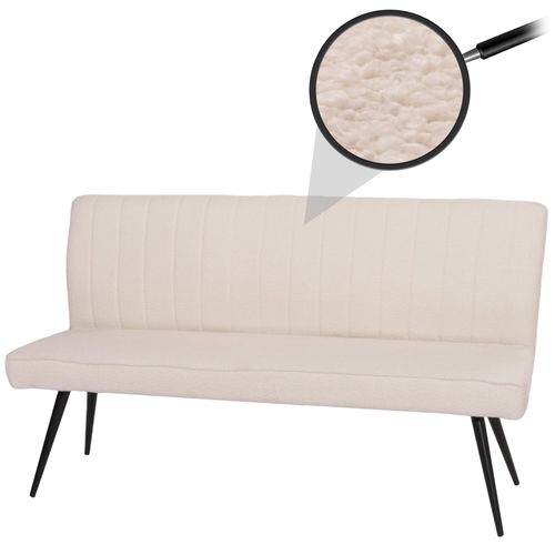 Banquette Hwc-K16, Banquette De Salle À Manger Banquette Rembourrée, Dossier Tissu/Textile Bouclé Métal 160cm   Crème-Beige