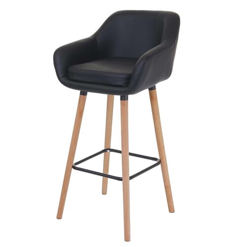 Tabouret de bar Malmö T381, chaise de bar tabouret de comptoir   simili cuir, noir