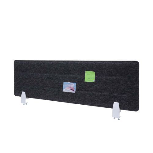 Cloison De Table Hwc-G76, Panneau D'affichage De Bureau, Avec Clips, Tissu Avec Gaufrage   100x30cm Noir
