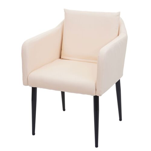 Chaise de salle à manger HWC-H93, chaise de cuisine chaise longue   similicuir crème-beige