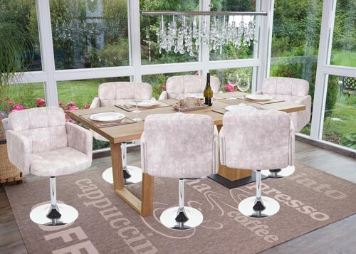 Lot de 6 chaises de salle à manger Orlando, chaise pivotante, imitation daim chrome   gris clair vintage